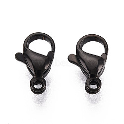 304 Stainless Steel Lobster Claw Clasps, Gunmetal, 11x6.5~7x3.5mm, Hole: 1.4mm(STAS-T065-11mm-34B)