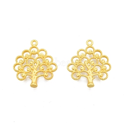 Alloy Pendants, Tree of Life Charms, Matte Gold Color, 27.5x23x4mm, Hole: 1.8mm(FIND-A017-34MG)