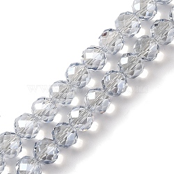 Pearl Luster Plated Electroplate Beads Strands, Faceted, Round, Light Steel Blue, 8x7.5mm, Hole: 1.2mm, about 67~68pcs/strand, 20.08~20.28''(51~51.5cm)(EGLA-H104-08A-PL01)