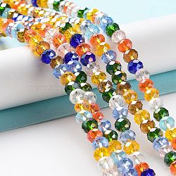 Glass Beads Strands, Faceted, Rondelle, Mixed Color, 6x5mm, Hole: 1mm, about 85~88pcs/strand, 16.1~16.5 inch(41~42cm)(EGLA-A034-M6mm-61)
