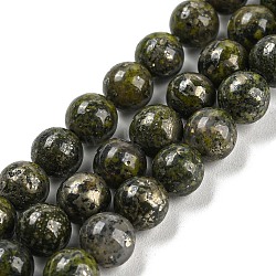 Natural Green Pyrite Beads Strands, Round, 6mm, Hole: 1mm, about 66~67pcs/strand, 15.16~15.35 inch(38.5~39cm)(G-G013-B02-01)