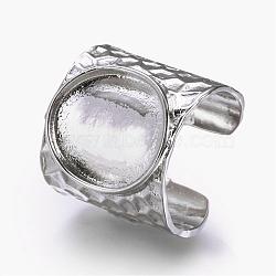 Cuff Brass Pad Finger Ring Settings, Size 9, Platinum, Tray: 16.5x15mm, 19mm(KK-E703-01P)