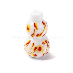 Handmade Lampwork Beads, Gourd, White, 39.5~40x21~22mm, Hole: 1.6~3mm(LAMP-Q005-08H)