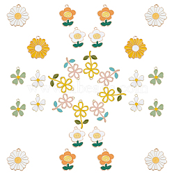 SUNNYCLUE 32Pcs 8 Style Alloy Enamel Pendants, Light Gold, Flower, Mixed Color, 4pcs/Style(ENAM-SC0001-90LG)