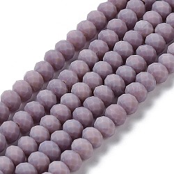 Glass Beads Strands, Faceted, Frosted, Rondelle, Thistle, 3.5~3.8mm, Hole: 1mm, about 113~115pcs/strand, 32~33cm(EGLA-A034-P3mm-MD11)