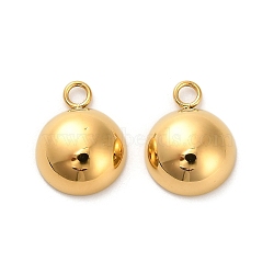 304 Stainless Steel Pendants, Half Round Charm, Ion Plating(IP), Real 14K Gold Plated, 16.5x12.5x5.5mm, Hole: 2.3mm(STAS-R151-09G)