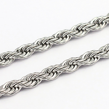304 Stainless Steel Rope Chains, Stainless Steel Color, 3.8x0.8mm