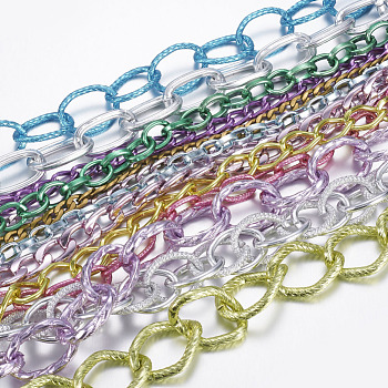 Aluminum Chains, Unwelded, Mixed Style, Mixed Color, 6.5~28x4.5~18.5x1~3mm, about 38.58 inch~40.35'(98~102.4cm)