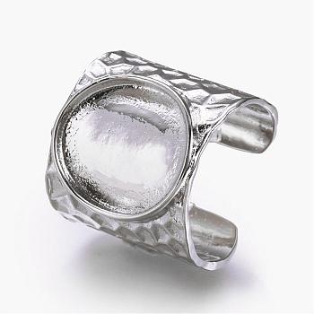 Cuff Brass Pad Finger Ring Settings, Size 9, Platinum, Tray: 16.5x15mm, 19mm