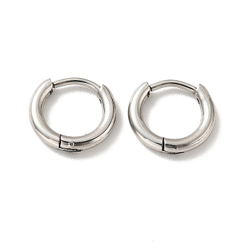 201 Stainless Steel Huggie Hoop Earrings, with 304 Stainless Steel Pins, Stainless Steel Color, 15 Gauge, 9.5x1.5mm, Pin: 0.7mm
