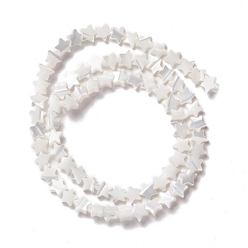 Natural Trochid Shell/Trochus Shell Beads, Star, Seashell Color, 6x6.5x2~2.5mm, Hole: 0.8mm, about 74pcs/strand, 15.59 inch(39.6cm)
