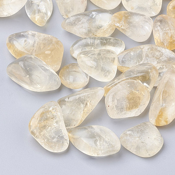 Natural Citrine Beads, Tumbled Stone, Healing Stones for 7 Chakras Balancing, Crystal Therapy, Meditation, Reiki, No Hole/Undrilled, Nuggets, 15~30x10~20x7~17mm