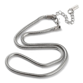 304 Stainless Steel Round Snake Chain Necklace, Stainless Steel Color, 15.87 inch(40.3cm)