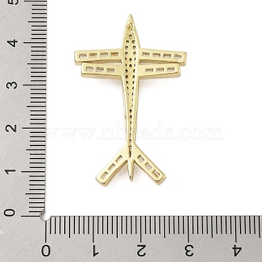 Plane Rack Plating Brass Micro Pave Cubic Zirconia Pendants(KK-Z074-21G)-3