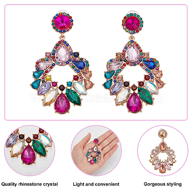 ANATTASOUL 3 Pairs 3 Colors Rhinestone Twist Oval Dangle Stud Earrings(EJEW-AN0001-04)-3