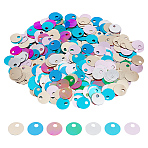 Ornament Accessories, PVC Plastic Paillette/Sequins Pendants, Flat Round, Mixed Color, 19x0.3mm, Hole: 5mm, 7 colors, 300pcs/color, 2100pcs(KY-OC0001-45B)