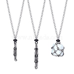 2Pcs 2 Style Brass Braided Macrame Pouch Empty Stone Holder for Pendant Necklaces Making, with 304 Stainless Steel Slide Beads, Nets Necklace, Gunmetal, 9-7/8~10-5/8 inch(25~27cm), 1pc/style(NJEW-SZ0001-65B)