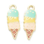 Alloy Enamel Pendants, for DIY Accessories, Ice Cream, Light Gold, Lead Free & Cadmium Free, Yellow, 24.5x8x2mm, Hole: 2mm(X-ENAM-I051-14LG-01)