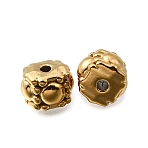 304 Stainless Steel Beads, Ion Plating(IP), Cube, Real 18K Gold Plated, 7x7x5mm, Hole: 1.2mm(STAS-L315-035G)