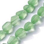 Transparent Frosted Glass Beads Strands, Nuggets, Light Green, 15x12x9.5mm, Hole: 1mm, about 40pcs/strand, 23.62''(60cm)(FGLA-S001-02B)