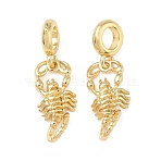 Brass Scorpion European Dangle Charms, Large Hole Pendants, Lead Free & Cadmium Free, Long-Lasting Plated, Rack Plating, Golden, 26mm, Hole: 4.5mm, Scorpion: 18.5x8.5x5mm(KK-L256-05G)