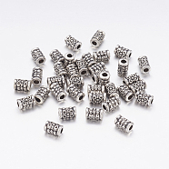 Tibetan Style Alloy Beads, Lead Free & Nickel Free & Cadmium Free, Tube, Antique Silver, about 5mm wide, 7.5mm thick, Hole: 2mm(AB972-NF)