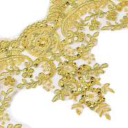 Sparkle Embroidery Flower Polyester Lace Trim, with Plastic Beads, for Costume Decoration, Gold, 9-1/4 inch(235mm), about 1.31 Yards(1.2m)/pc(OCOR-XCP0002-49)