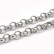 304 Stainless Steel Rolo Chains, Belcher Chains, Unwelded, Stainless Steel Color, 10x4mm(CHS-L001-28-10mm)