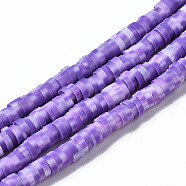 Handmade Polymer Clay Beads Strands, for DIY Jewelry Crafts Supplies, Heishi Beads, Disc/Flat Round, Medium Purple, 6x0.5~1mm, Hole: 1.8mm, about 320~447pcs/strand, 15.75 inch~16.14 inch(40~41cm)(CLAY-N008-010-157)