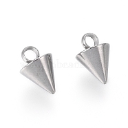304 Stainless Steel Pendants, Spike/Cone, Stainless Steel Color, 8.5x6mm, Hole: 2mm(STAS-G214-47P-03)