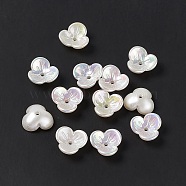 Opaque Acrylic Bead Cap, AB Color, 3-Petal Flower, White, 12x12.5x5mm, Hole: 1.6mm(OACR-E004-31)