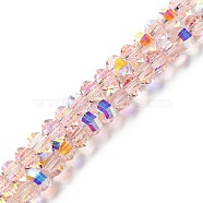 Transparent Electroplate Glass Beads Strands, AB Color, Faceted Lantern, Misty Rose, 6x4.5mm, Hole: 1.4mm, about 98pcs/strand, 17.72''(45cm)(GLAA-Q099-H01-13)