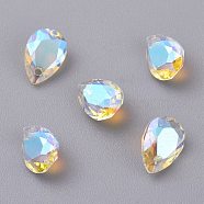 Glass Rhinestone Pendants, Faceted, Teardrop, Crystal Shimmer, 9x6x4mm, Hole: 1mm(RGLA-A024-H02-001SI)