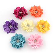 Handmade Woven Costume Accessories, with Alloy Rhinestone Findings, Flower, Mixed Color, 86x20mm(WOVE-R099)