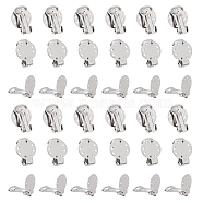 40Pcs 304 Stainless Steel Clip-on Earring Settings, Flat Round, Stainless Steel Color, 20x15x9mm, Hole: 2.5mm(STAS-UN0044-03)