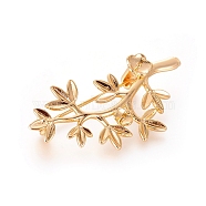 Brass Brooch Findings, For Half Drilled Beads, Branch, Real 18K Gold Plated, 37x21mm, Pin: 1mm(X-KK-T027-06G)