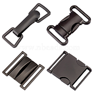 BENECREAT 4sets 4 style Zinc Alloy Side Release Buckles, Survival Bracelet Clasps, Cadmium Free & Lead Free, Round & Rectangle, Gunmetal, 19.5~74x25~45x2~9mm, hole: 17~40mm, 1set/style(FIND-BC0002-42)