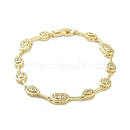 Brass Link Chain Bracelets, Clear Cubic Zirconia Tennis Bracelet, Real 18K Gold Plated, 7-5/8 inch(19.4cm)(BJEW-D039-34G-01)