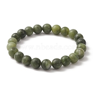 Natural Chinese Jade Round Beaded Stretch Bracelets for Women, Inner Diameter: 2-1/8 inch(5.35cm), Beads: 8.5mm(BJEW-TA00282)