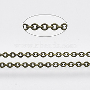 Brass Cable Chains, Soldered, with Spool, Oval, Long-Lasting Plated, Cadmium Free & Nickel Free & Lead Free, Antique Bronze, 1.8x1.5x0.5mm, about 301.83 Feet(92m)/roll(CHC-034Y-AB-NR)
