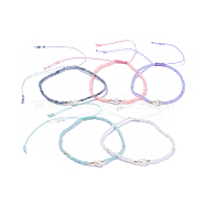 Adjustable Nylon Thread Braided Beads Bracelets, with Glass Seed Beads and Grade A Natural Freshwater Pearls, Mixed Color, 2-1/8 inch(5.3cm)(BJEW-JB04375)