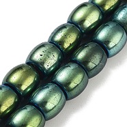 Synthetic Magnetic Hematite Beads Strands, Long-Lasting Plated, Barrel, Green Plated, 8~8.5x7.5~8mm, Hole: 1mm, about 51pcs/strand, 16.54''(42cm)(G-P545-H01-01C)