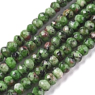 Dyed Natural Malaysia Jade Rondelle Beads Strands, Faceted, Lime Green, 4x2~3mm, Hole: 1mm, about 115pcs/strand, 14 inch(G-E316-2x4mm-43)