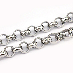 304 Stainless Steel Rolo Chains, Belcher Chains, Unwelded, Stainless Steel Color, 10x4mm(CHS-L001-28-10mm)