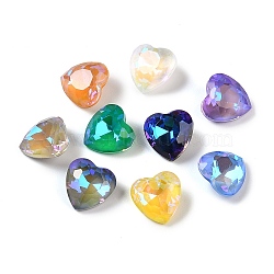 Glass Rhinestone Cabochons, Point Back, Faceted, Heart, Mixed Color, 8x8x4.2mm(GLAA-K069-22A)