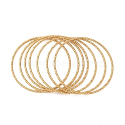 7Pcs PVD Vacuum Plating 304 Stainless Steel Textured Bangles Set for Women, Long-Lasting Plated, Golden, 2mm, Inner Diameter: 2-1/2 inch(6.5cm)(BJEW-A011-12D-G)