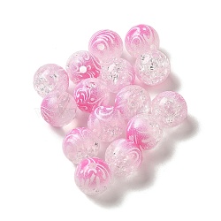 Duotone Spray Painted Crackle Acrylic Beads, Round, Hot Pink, 10mm, Hole: 1.8mm, about 850pcs/500g(OACR-G029-02A)