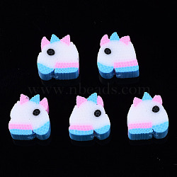 Handmade Polymer Clay Beads, for DIY Jewelry Crafts Supplies, Unicorn, Deep Sky Blue, 8.5~11.5x8.5~10x4~5mm, Hole: 1.6mm(CLAY-N008-021B)