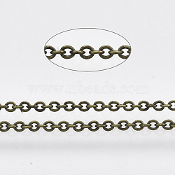 Brass Cable Chains, Soldered, with Spool, Oval, Long-Lasting Plated, Cadmium Free & Nickel Free & Lead Free, Antique Bronze, 1.8x1.5x0.5mm, about 301.83 Feet(92m)/roll(CHC-034Y-AB-NR)