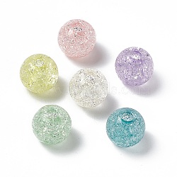 Transparent Crackle Acrylic Bead, Round, Random Color, 14x12.5mm, Hole: 3.7mm(X-OACR-H019-02)